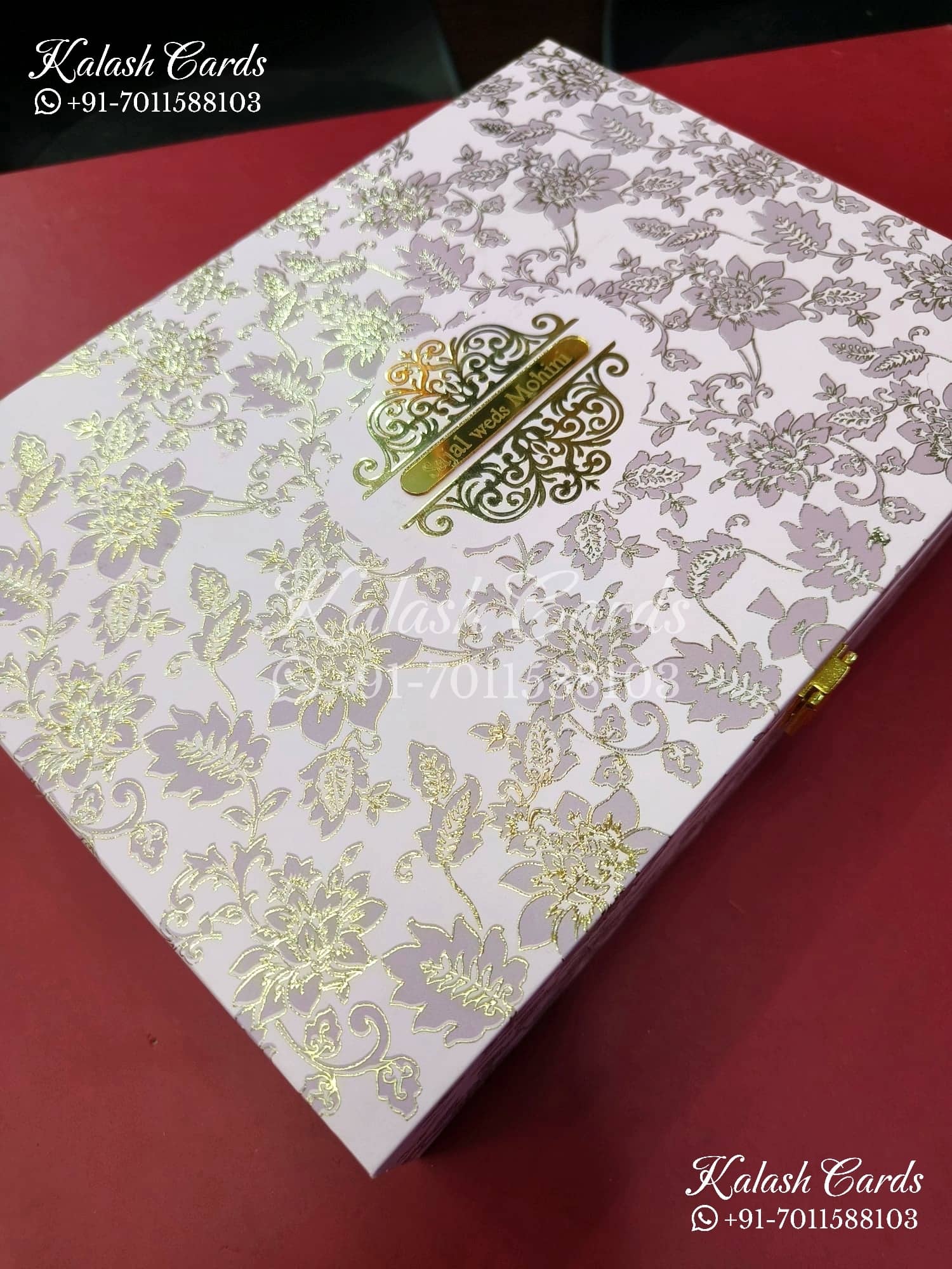 KL9014 Pink Floral Design MDF Luxury Gift Box with 2 Printed Thick Cards (2 Jars 250gm each approx)