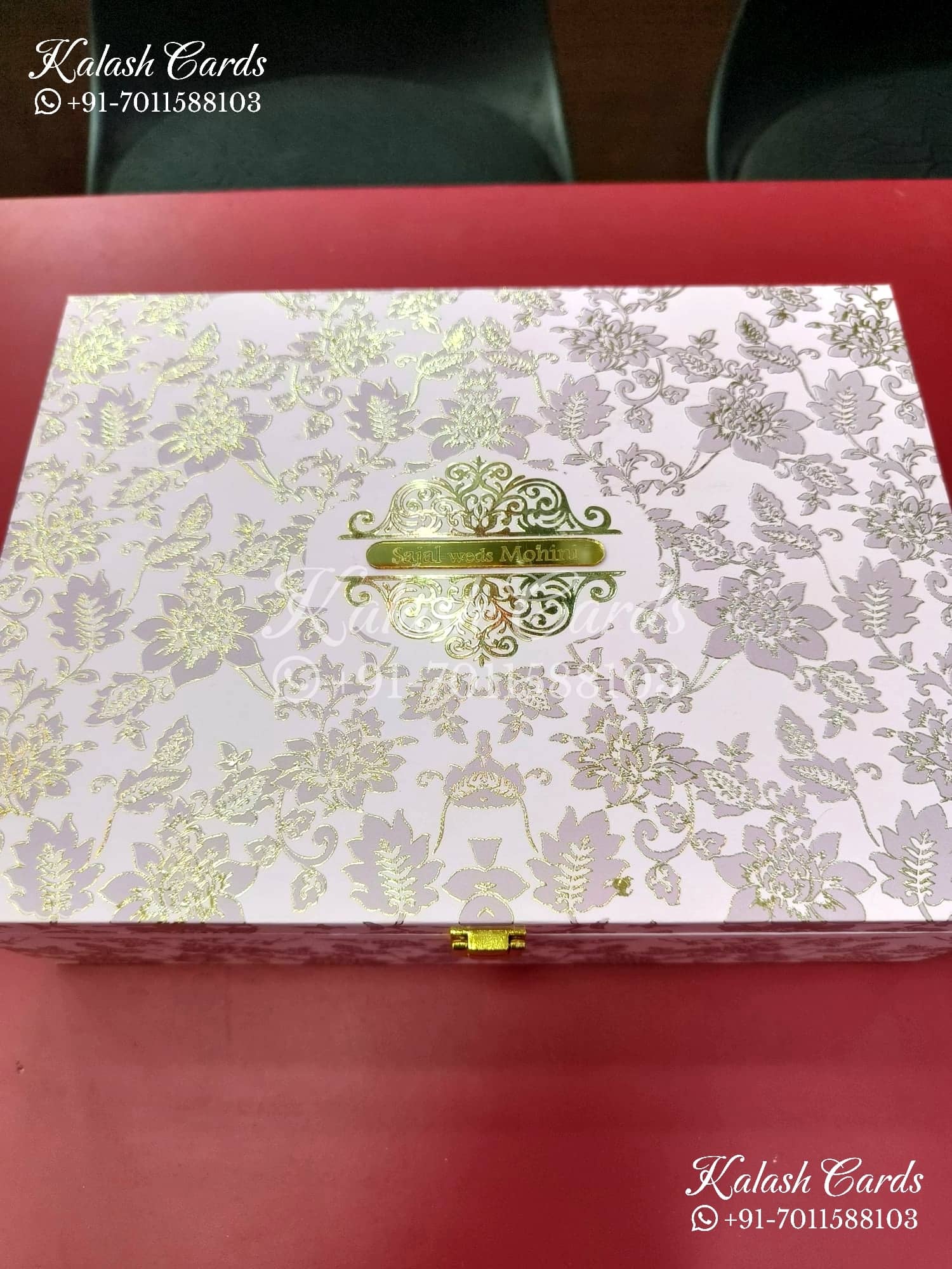 KL9014 Pink Floral Design MDF Luxury Gift Box with 2 Printed Thick Cards (2 Jars 250gm each approx)