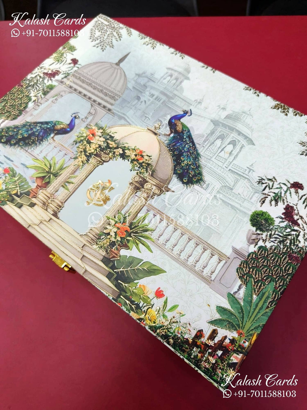 KL9015 Royal Peacock Design MDF Luxury Gift Box with 2 Thick Printed Cards (2 Jars 250gm each approx)