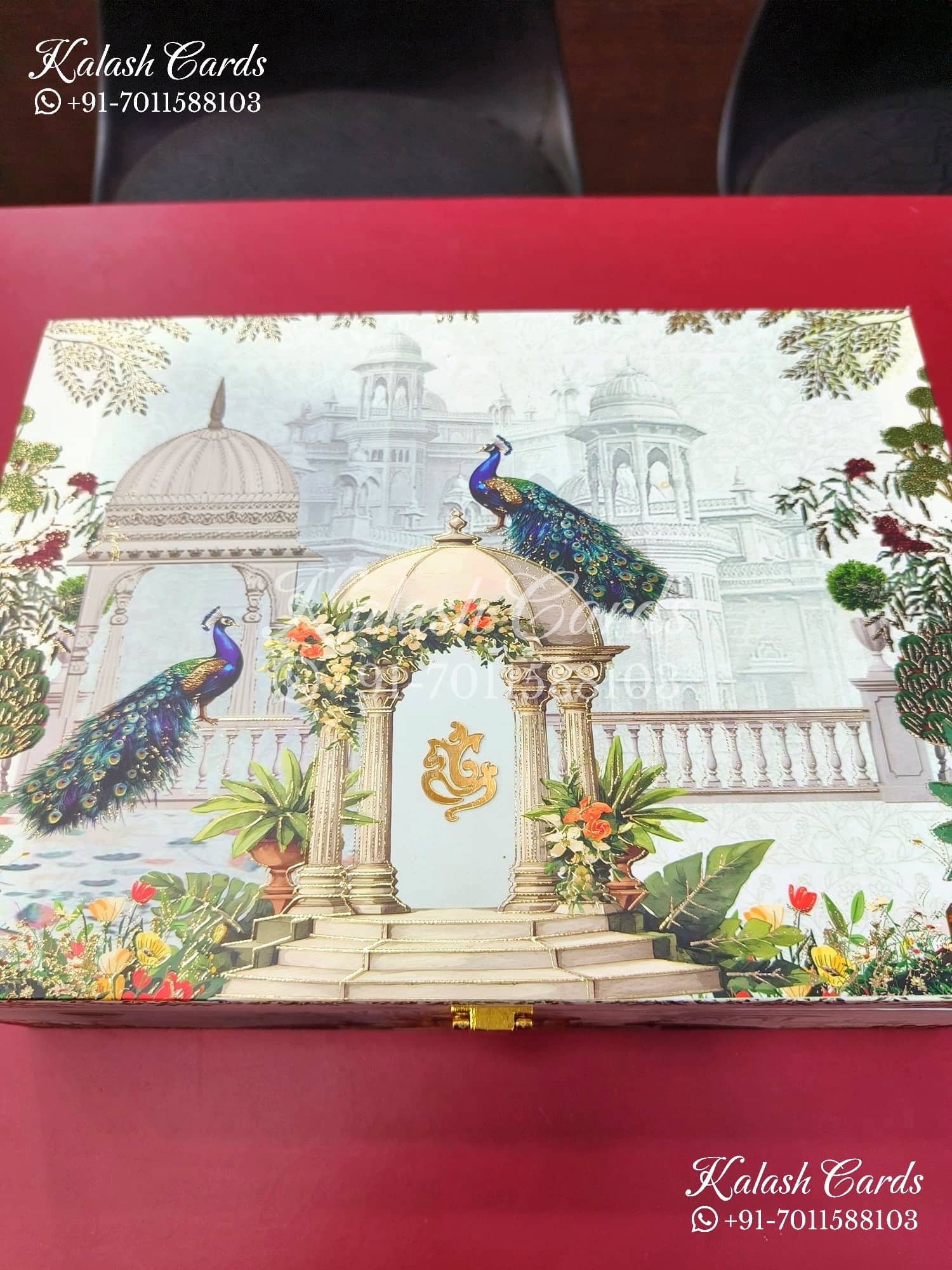 KL9015 Royal Peacock Design MDF Luxury Gift Box with 2 Thick Printed Cards (2 Jars 250gm each approx)