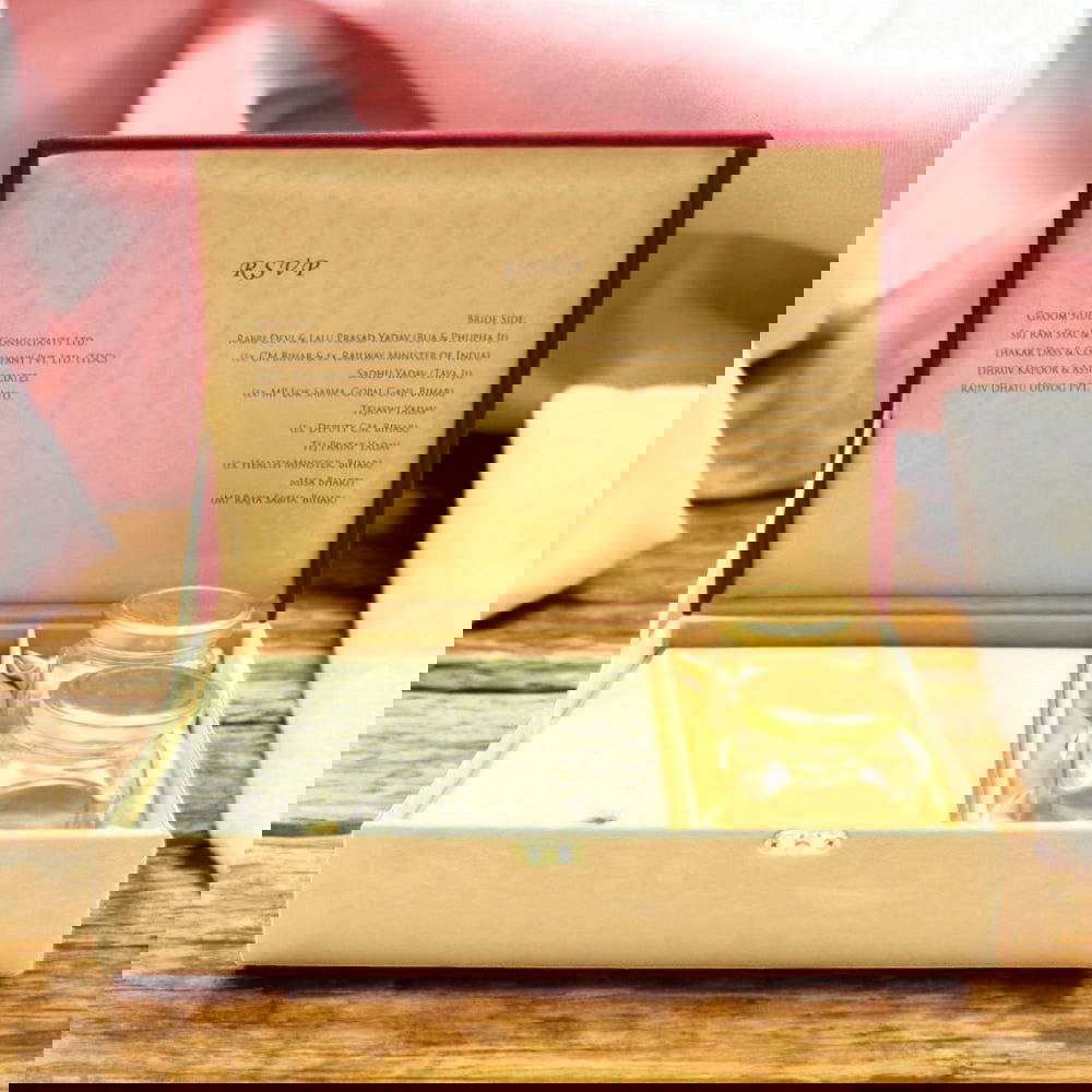 KL9015B Maroon Velvet Fabric MDF Dry Fruit Box with 2 Printed Card Inserts (2 Jars) - Kalash Cards