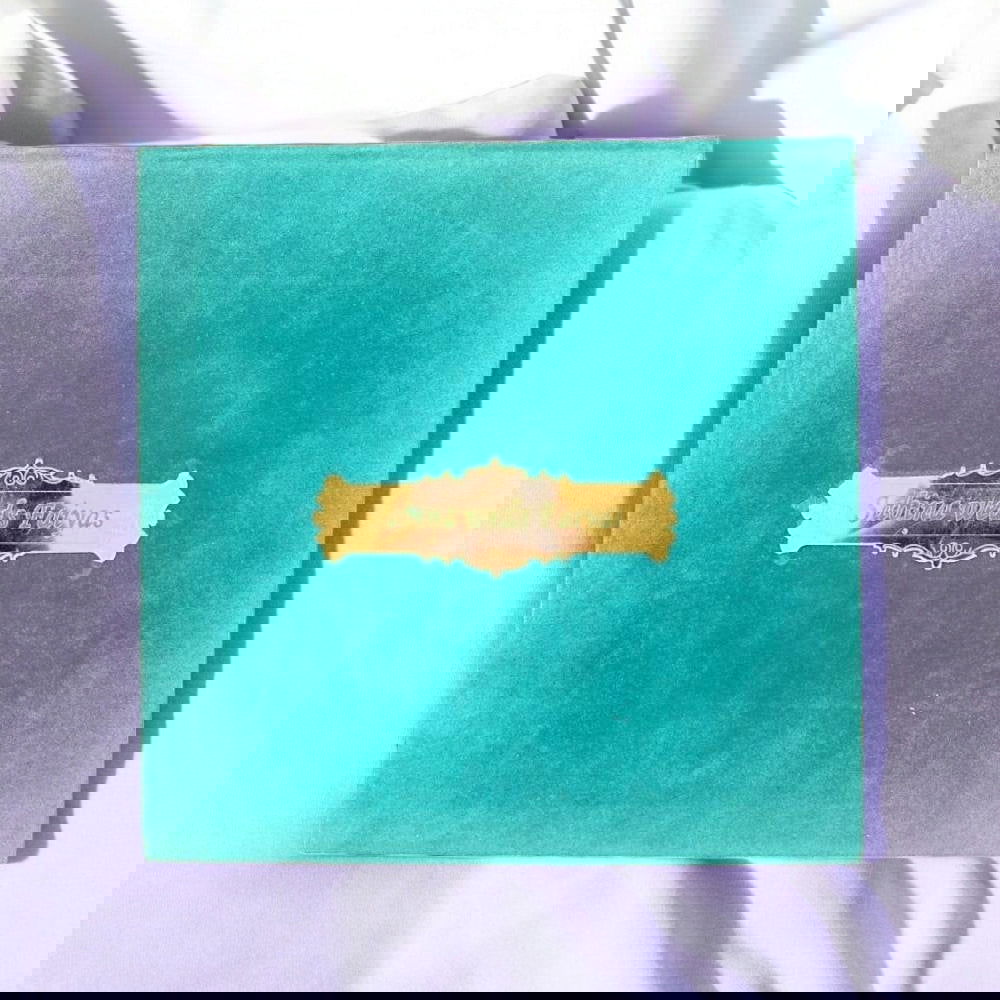 KL9015 Velvet Fabric Thick Luxury Wedding Card with 2 Printed Card Inserts, 1 Envelope and Acrylic Mirror with Couple Names - Kalash Cards