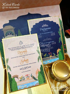 KL9016 Blue Pichwai Theme MDF Luxury Gift Box with 2 Printed Thick Cards (2 Jars 250gm each approx)