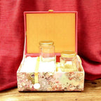 KL9016B Velvet Fabric MDF Dry Fruit Box with 2 Printed Card Inserts (2 Jars) - Kalash Cards