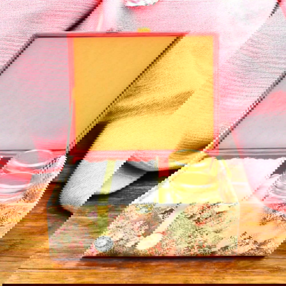 KL9016B Velvet Fabric MDF Dry Fruit Box with 2 Printed Card Inserts (2 Jars) - Kalash Cards