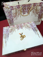 KL9017 Floral Design MDF Luxury Gift Box with 2 Page Translucent Cover Card & Matching Carry Bag (2 Jars 250gm each approx)