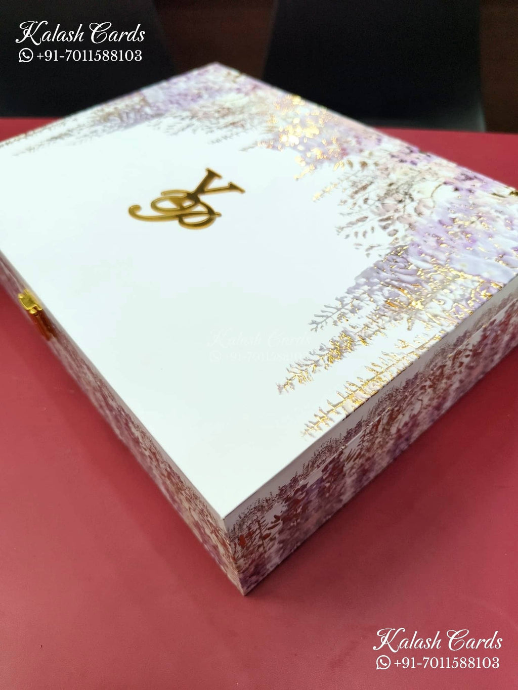 KL9017 Floral Design MDF Luxury Gift Box with 2 Page Translucent Cover Card & Matching Carry Bag (2 Jars 250gm each approx)