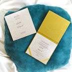 KL9017 Velvet Fabric Thick Luxury Wedding Card with 2 Card Inserts, 1 Envelope and Acrylic Mirror with Couple Names - Kalash Cards