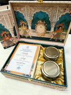 KL9018 Exclusive Elephant Design MDF Luxury Gift Box with Matching Carry Bag & 2 Golden Border Thick Card (2 Jars 250gm each approx)