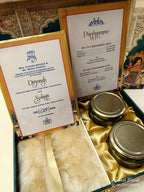 KL9018 Exclusive Elephant Design MDF Luxury Gift Box with Matching Carry Bag & 2 Golden Border Thick Card (2 Jars 250gm each approx)
