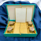 KL9021B Velvet Fabric MDF Mithai and Dry Fruit Box with 2 Card Inserts (4 Jars) - Kalash Cards