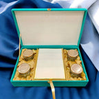 KL9021B Velvet Fabric MDF Mithai and Dry Fruit Box with 2 Card Inserts (4 Jars) - Kalash Cards