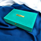 KL9021B Velvet Fabric MDF Mithai and Dry Fruit Box with 2 Card Inserts (4 Jars) - Kalash Cards