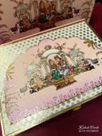 KL9022 Exclusive Radha Krishna Design MDF Luxury Gift Box with Matching Carry Bag & 2 Golden Border Thick Card (2 Jars 250gm each approx)