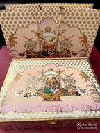 KL9022 Exclusive Radha Krishna Design MDF Luxury Gift Box with Matching Carry Bag & 2 Golden Border Thick Card (2 Jars 250gm each approx)