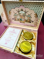 KL9022 Exclusive Radha Krishna Design MDF Luxury Gift Box with Matching Carry Bag & 2 Golden Border Thick Card (2 Jars 250gm each approx)