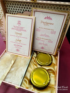 KL9022 Exclusive Radha Krishna Design MDF Luxury Gift Box with Matching Carry Bag & 2 Golden Border Thick Card (2 Jars 250gm each approx)