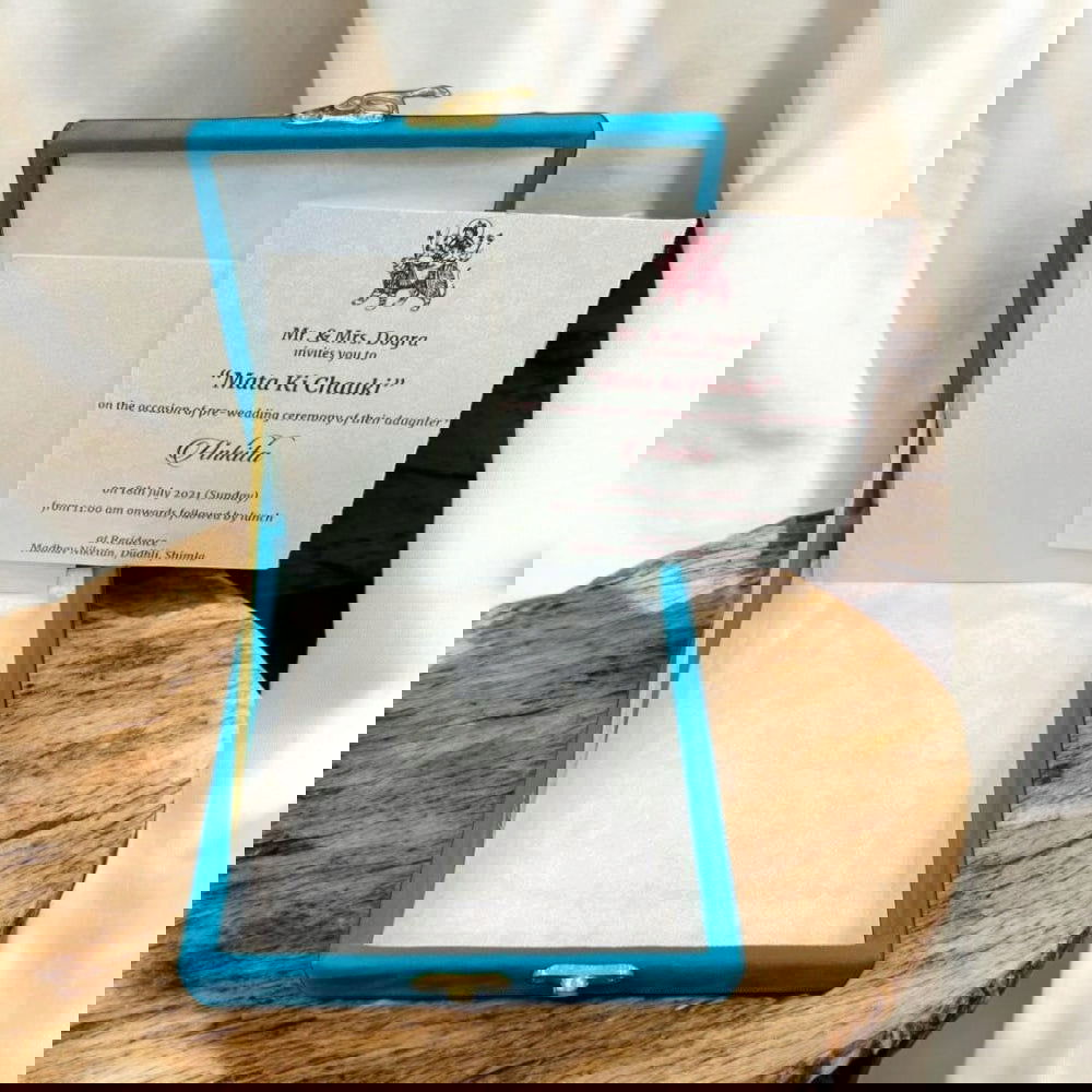 KL9024B Small Velvet Fabric MDF Wedding Invitation Box Card with Top Customised Laser - Kalash Cards