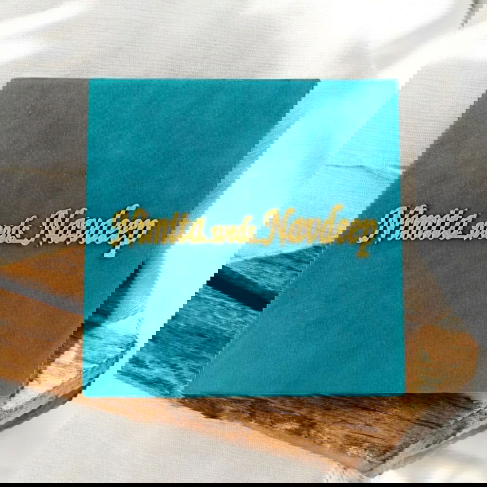 KL9024B Small Velvet Fabric MDF Wedding Invitation Box Card with Top Customised Laser - Kalash Cards