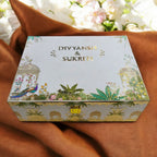 KL9029B Royal Palace Design Luxury MDF Gift Box with 2 Foil Print Inserts Translucent Cover Card (2 Jars) - Kalash Cards