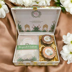 KL9029B Royal Palace Design Luxury MDF Gift Box with 2 Foil Print Inserts Translucent Cover Card (2 Jars) - Kalash Cards