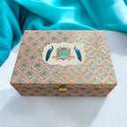 KL9033B Traditional Peacock Design Luxury MDF Gift Box with 2 Foil Printed Inserts (2 Jars) - Kalash Cards