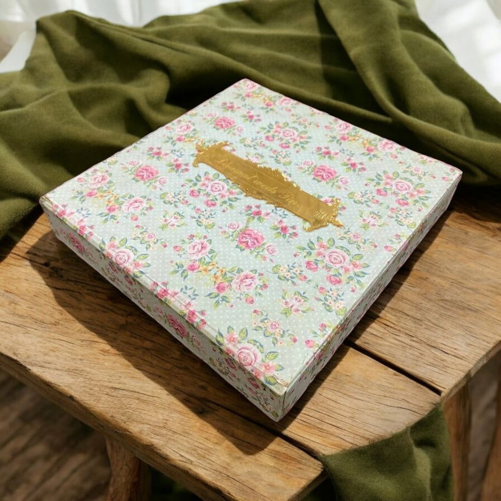 KL9035S1B Floral Design MDF Mithai & Dry Fruit Box with 2 Printed Card Inserts - Kalash Cards