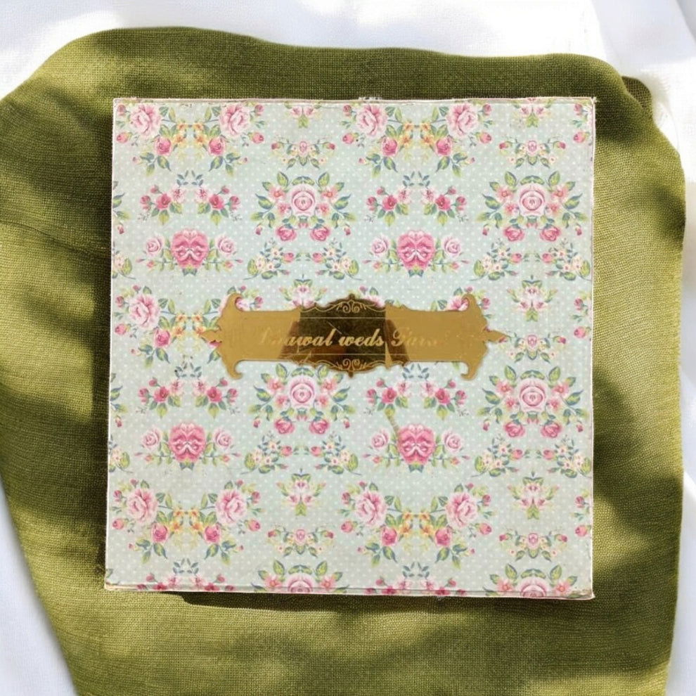 KL9035S1B Floral Design MDF Mithai & Dry Fruit Box with 2 Printed Card Inserts - Kalash Cards
