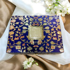 KL9036B Royal Blue Floral Design Luxury MDF Gift Box with 2 Foil Printed Inserts (2 Jars) - Kalash Cards