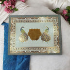 KL9043B Traditional Peacock Design Luxury MDF Wedding Gift Box with 2 Printed Card Inserts (2 Jars) - Kalash Cards