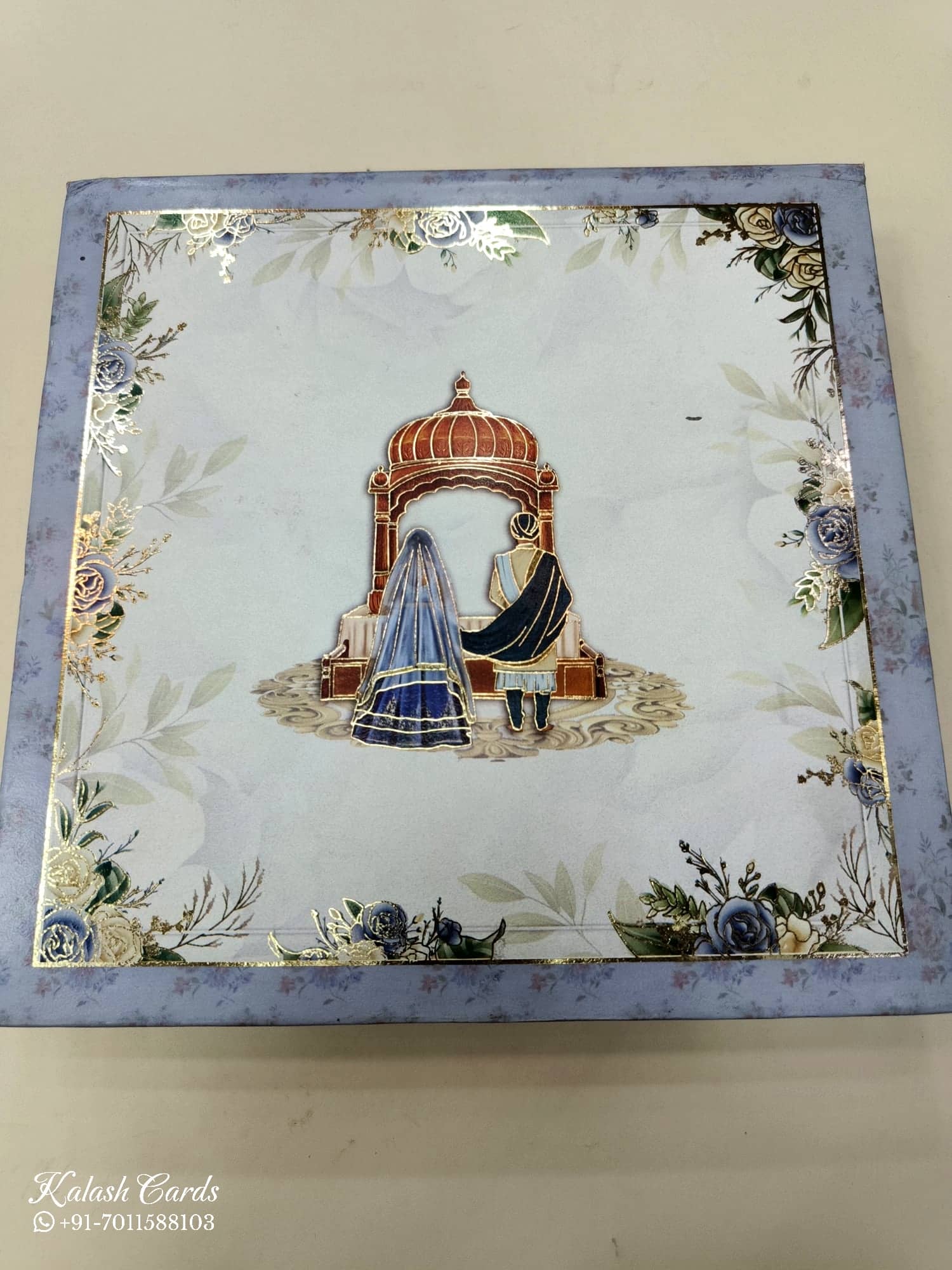 KL9044 Anand Karaj Theme Cardboard Gift Box with 2 Printed Cards & Cavity