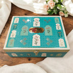 KL9044B Floral Design Luxury MDF Wedding Gift Box with 2 Printed Card Inserts and Ganesh Murti (2 Jars) - Kalash Cards