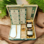 KL9044B Floral Design Luxury MDF Wedding Gift Box with 2 Printed Card Inserts and Ganesh Murti (2 Jars) - Kalash Cards