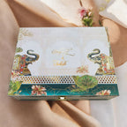 KL9045B Elegant Elephant Design Luxury MDF Wedding Gift Box with 2 Translucent Cover Foil Printed Card Inserts (2 Jars) - Kalash Cards