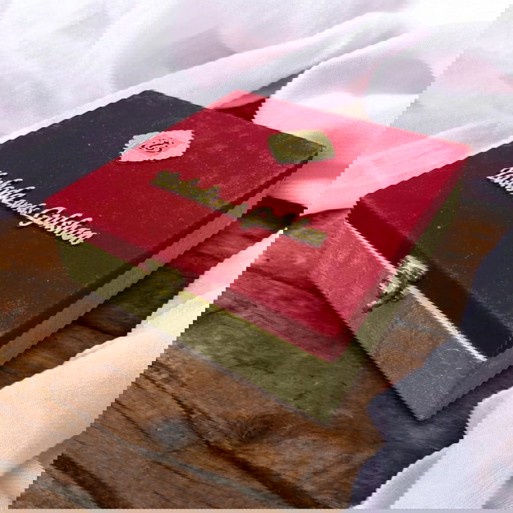 KL9046B Velvet Fabric MDF Dry Fruit Gift Box with 2 Printed Card Inserts and Couple Name Laser on Top (2 Jars) - Kalash Cards