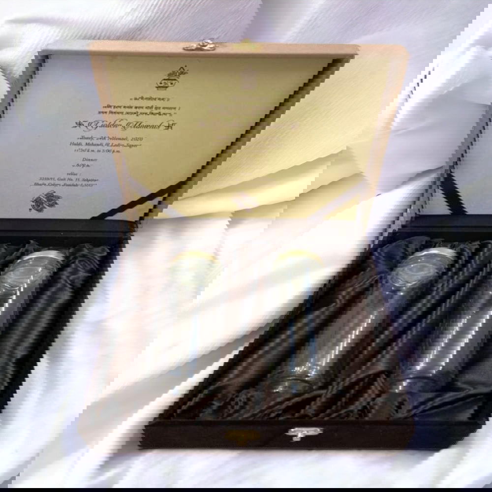 KL9047B Velvet Fabric MDF Dry Fruit Gift Box with 2 Printed Card Inserts (2 Jars) - Kalash Cards