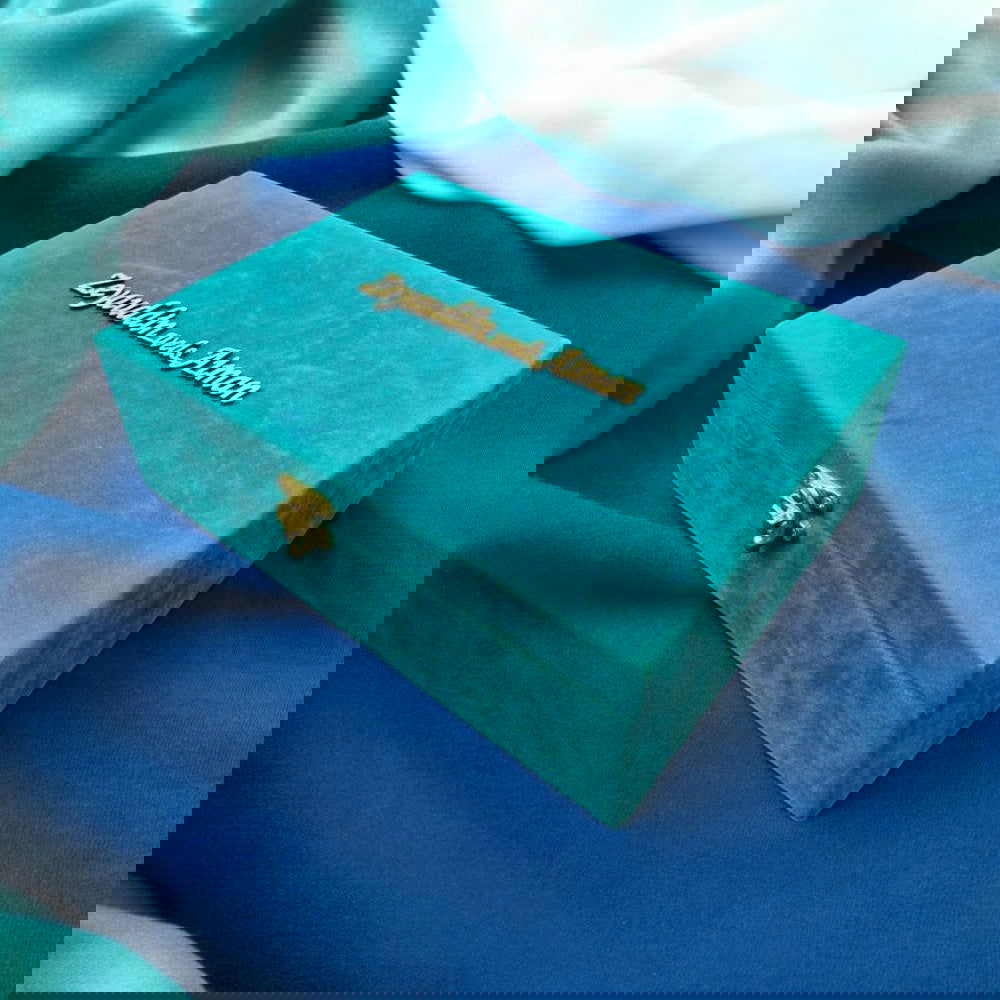 KL9048B Velvet Fabric MDF Dry Fruit Gift Box with 2 Printed Card Inserts (2 Jars) - Kalash Cards