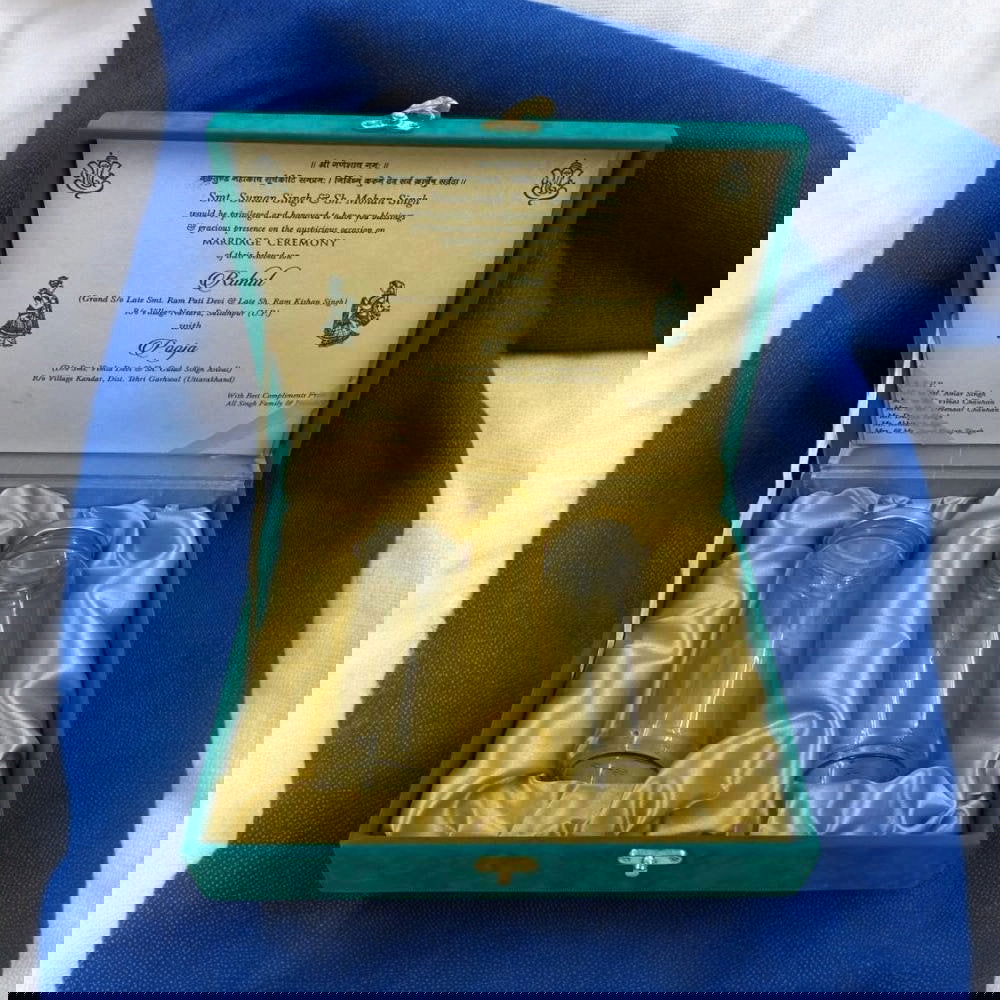 KL9048B Velvet Fabric MDF Dry Fruit Gift Box with 2 Printed Card Inserts (2 Jars) - Kalash Cards