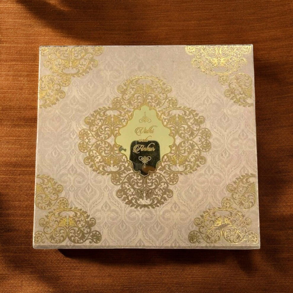 KL9050B Traditional Design MDF Dry Fruit Gift Box with 2 Printed Card Inserts (2 Jars) - Kalash Cards