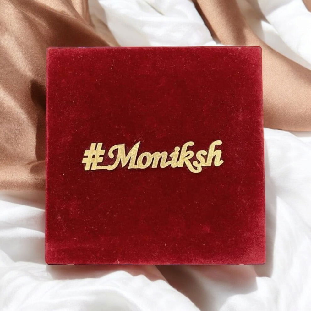 KL9051 Small Velvet Fabric MDF Wedding Box Card with 2 Printed Card Inserts - Kalash Cards