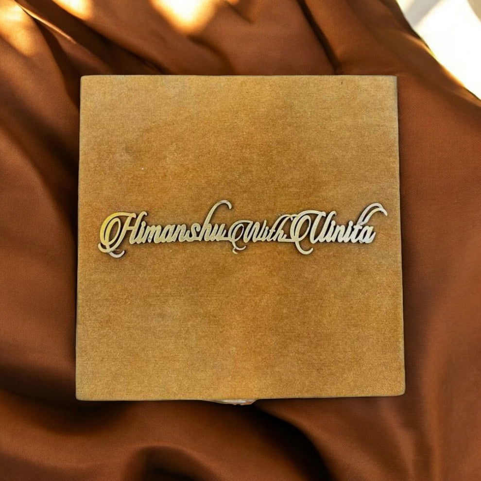 KL9053 Small Velvet Fabric MDF Wedding Box Card with 2 Printed Inserts - Kalash Cards