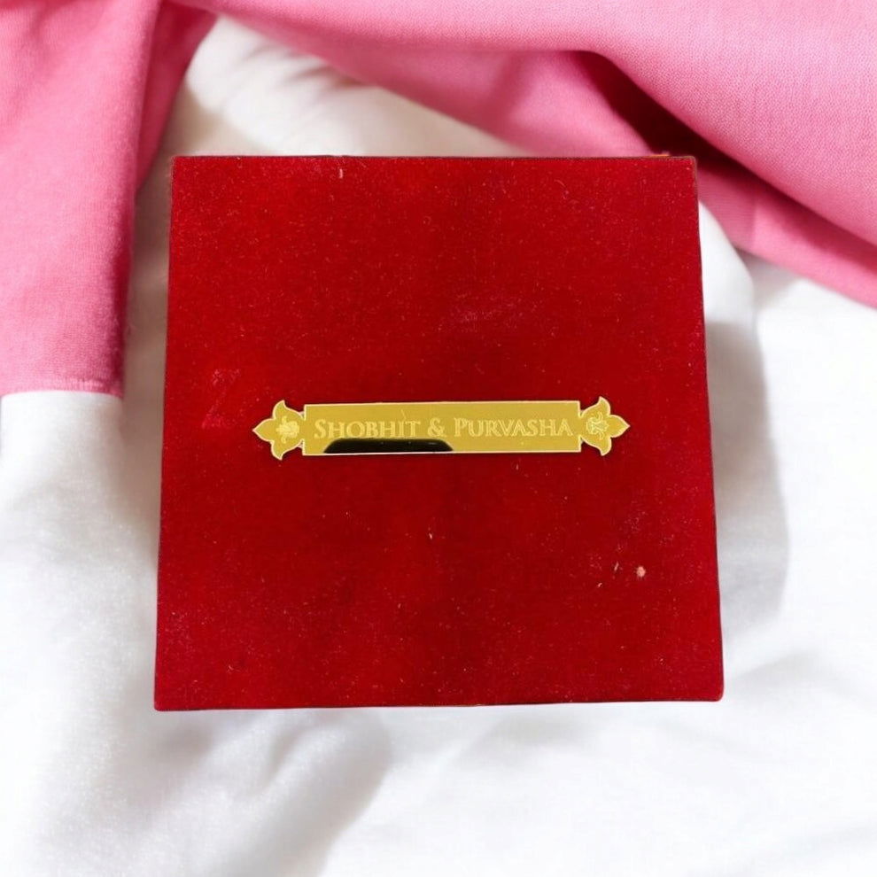 KL9054 Small Velvet Fabric MDF Wedding Gift Box Card with 2 Printed Inserts - Kalash Cards