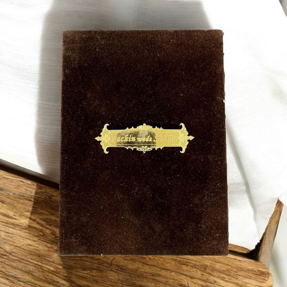 KL9055B Velvet Fabric MDF Dry Fruit Box with 2 Printed Card Inserts (2 Jars) - Kalash Cards