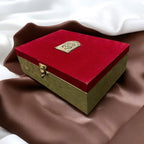 KL9056B Velvet Fabric MDF Dry Fruit Box with 2 Printed Card Inserts (2 Jars) - Kalash Cards
