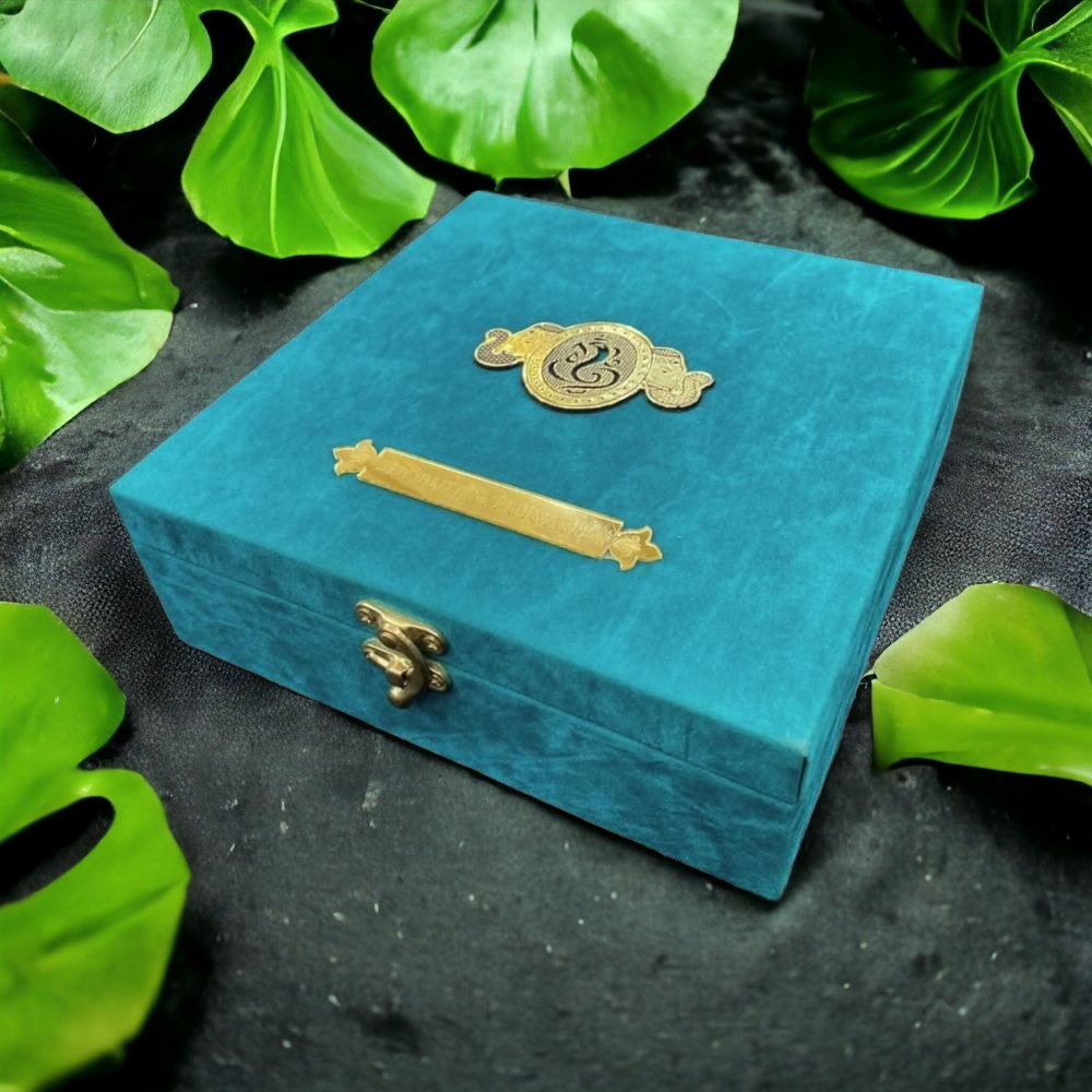 KL9057B Velvet Fabric MDF Dry Fruit Box with 2 Printed Card Inserts (2 Jars) - Kalash Cards