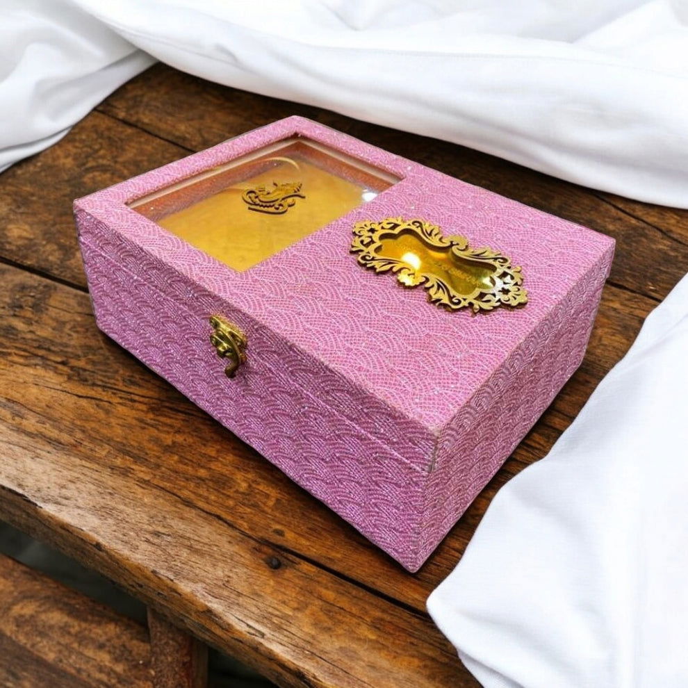 KL9059B Designer Rexine MDF Dry Fruit Box with 2 Card Inserts (2 Jars) - Kalash Cards