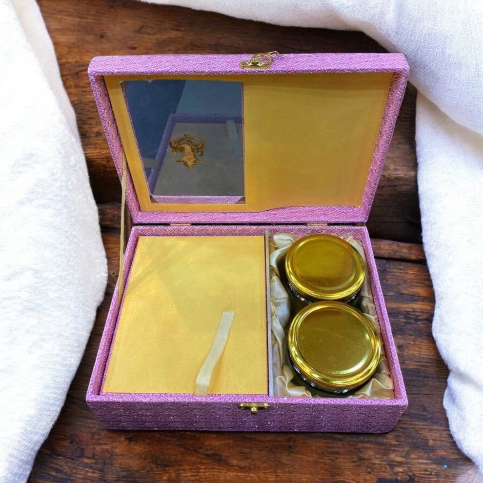 KL9059B Designer Rexine MDF Dry Fruit Box with 2 Card Inserts (2 Jars) - Kalash Cards