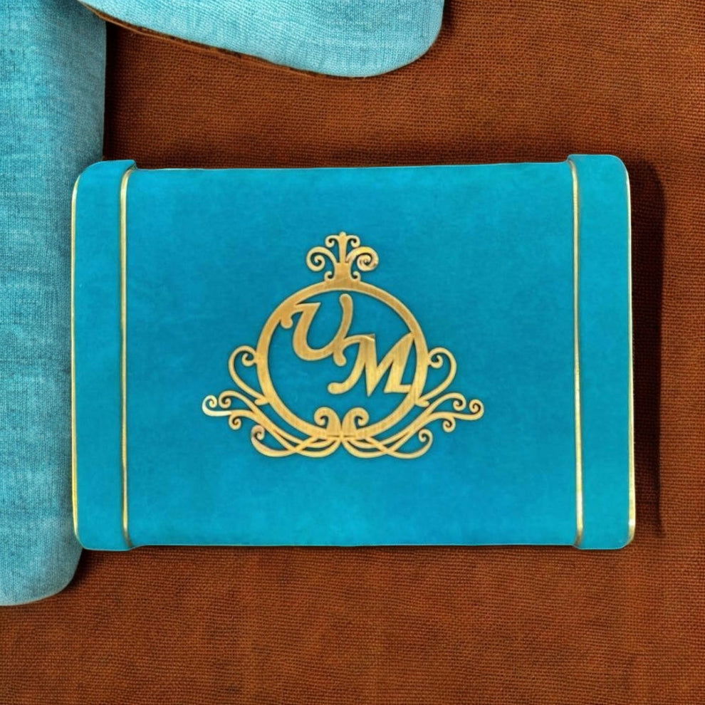 KL9060B Velvet Fabric MDF Dry Fruit Box with 2 Printed Card Inserts (2 Jars) - Kalash Cards