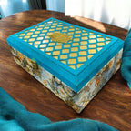 KL9062B Velvet Fabric MDF Dry Fruit Box with 2 Printed Card Inserts (2 Jars) - Kalash Cards