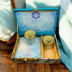 KL9062B Velvet Fabric MDF Dry Fruit Box with 2 Printed Card Inserts (2 Jars) - Kalash Cards